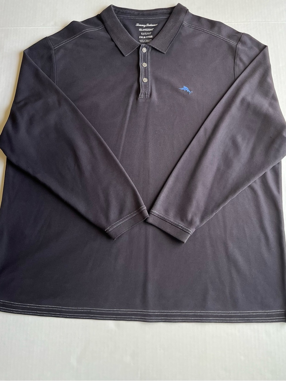Tommy Bahama Men’s IslandZone Supima Cotton Long-Sleeve Black Polo shirt 2XLB